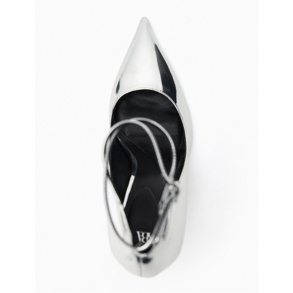 NEW! Zara Silver Metallic Heels Size 42 or 11 (US) - Picture 5 of 13